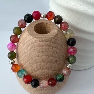 MULTICOLORED agate stretch beaded bracelet